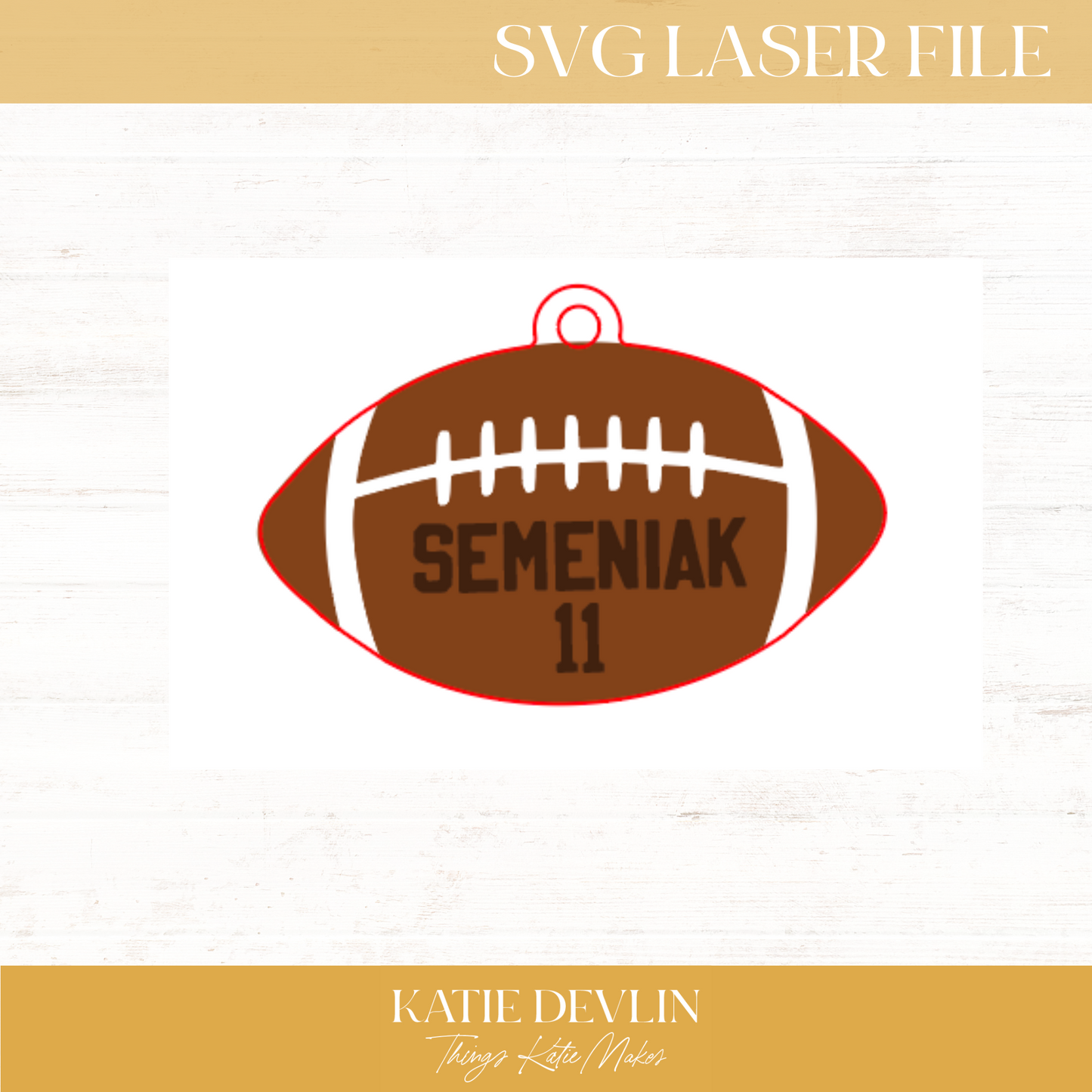 Football Keychain Laser Ready SVG - Keychain, Ornament and Sign Sized