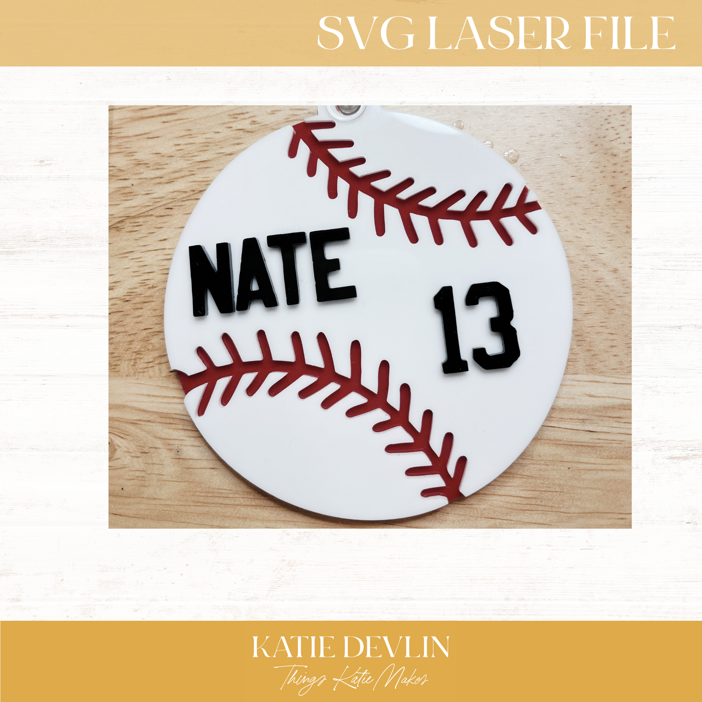 Baseball Keychain Laser Ready SVG - Keychain, Ornament and Sign Sized