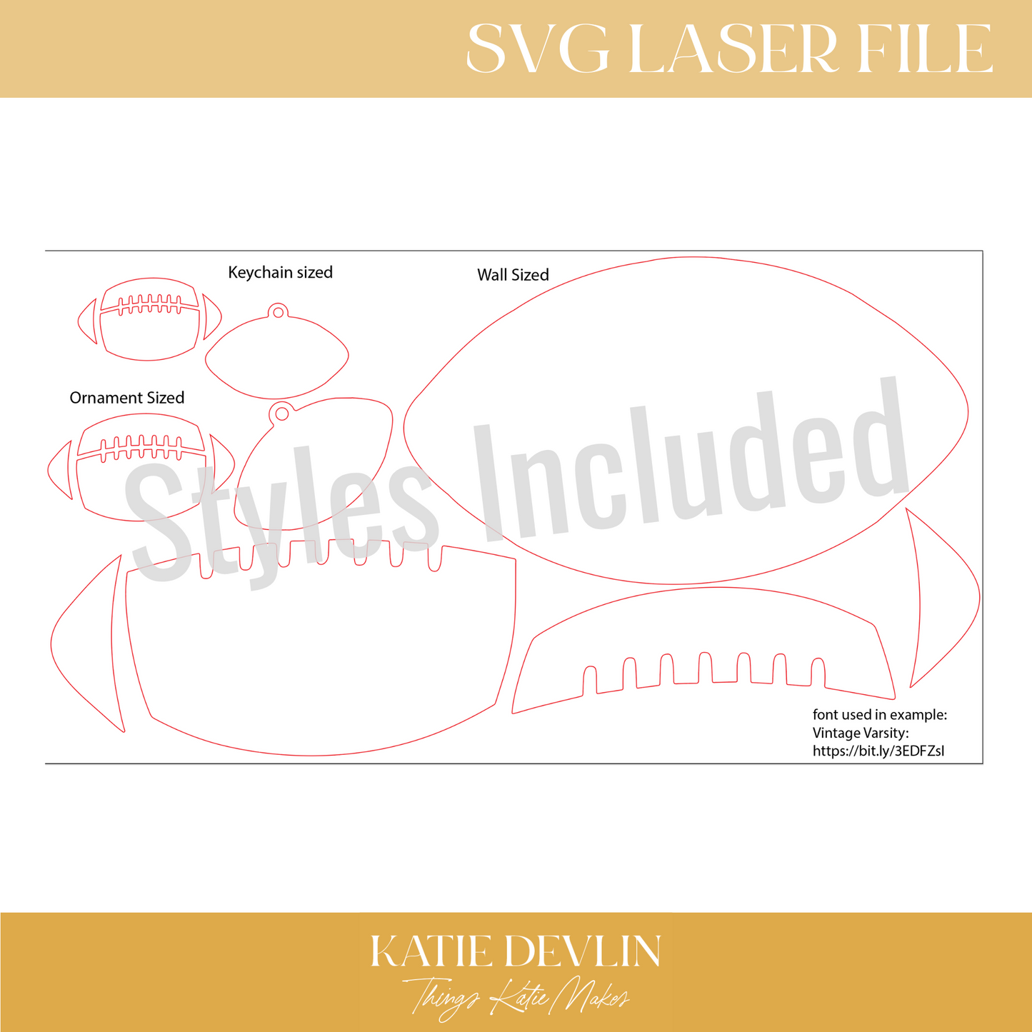 Football Keychain Laser Ready SVG - Keychain, Ornament and Sign Sized