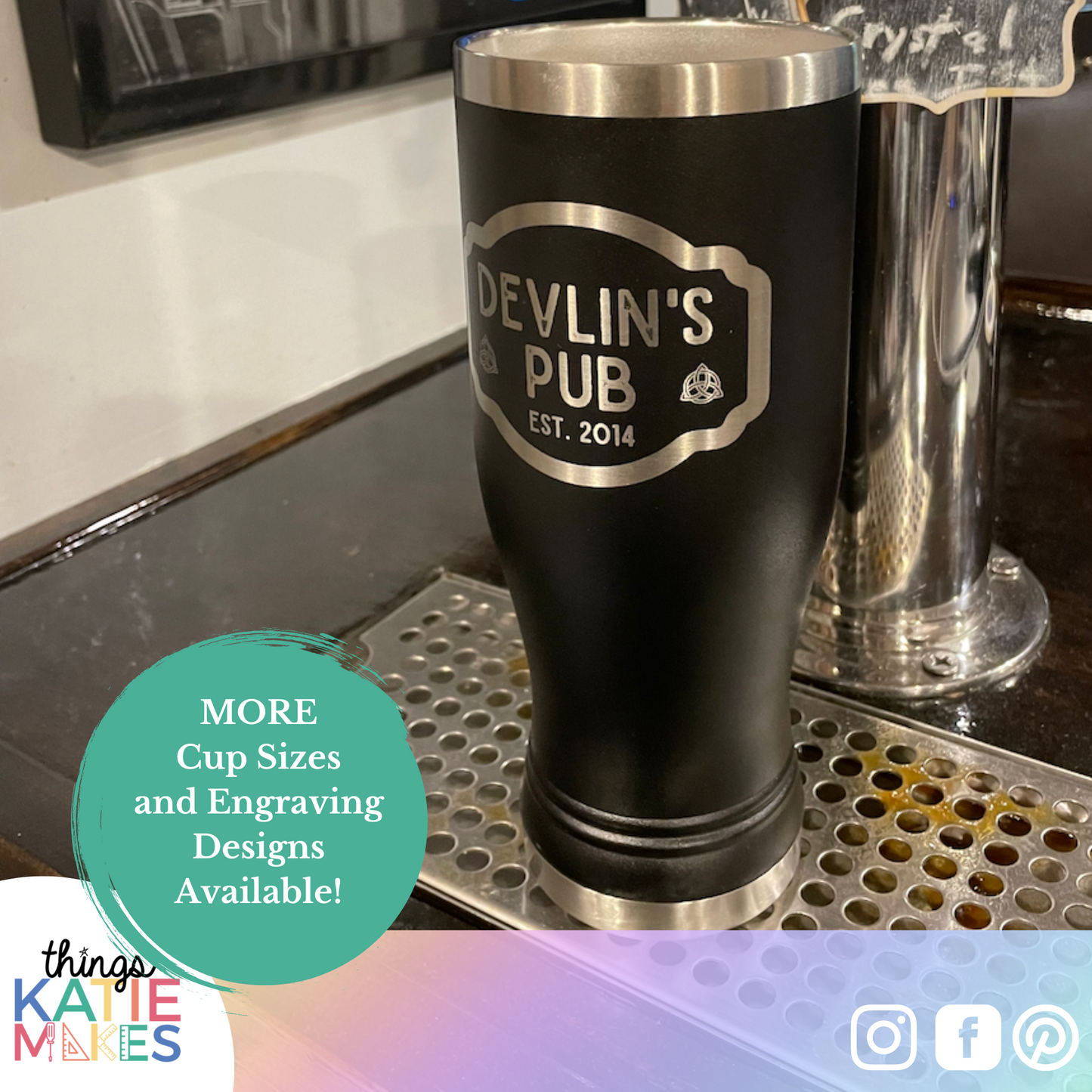 Engraved 20oz Pilsner Powder Coated Cup - Brand your Home Bar