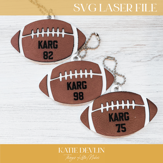 Football Keychain Laser Ready SVG - Keychain, Ornament and Sign Sized