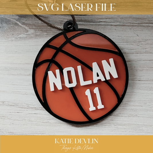 Basketball Keychain Laser Ready SVG - Keychain, Ornament and Sign Sized