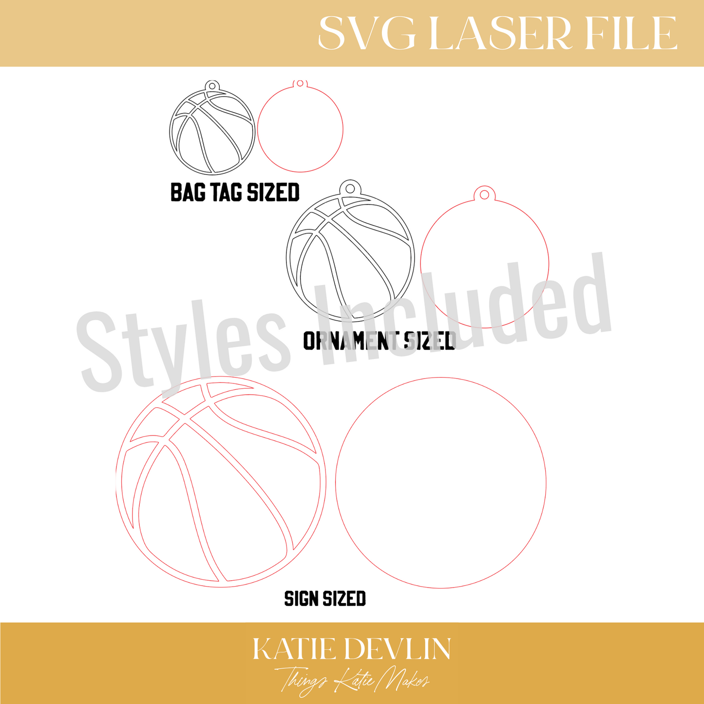 Basketball Keychain Laser Ready SVG - Keychain, Ornament and Sign Sized