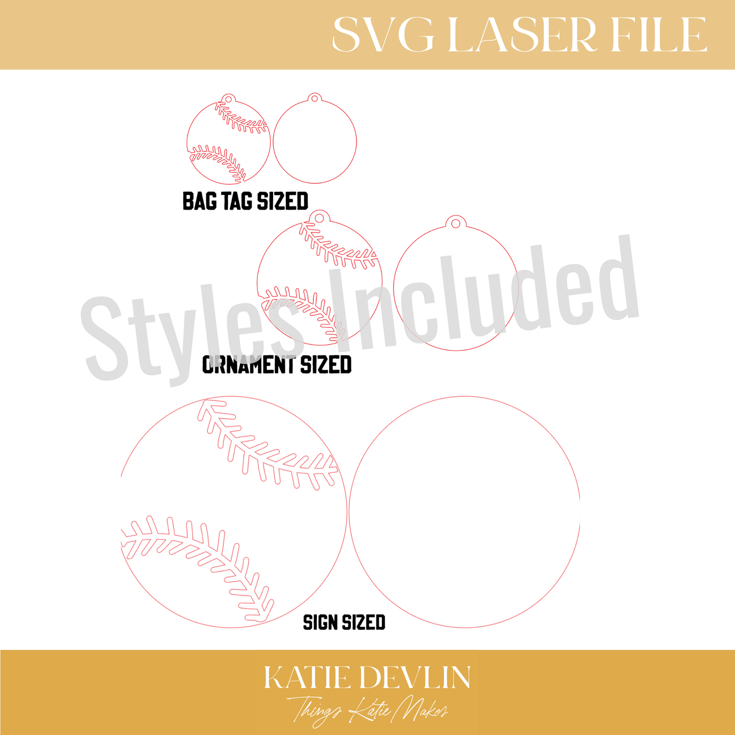 Baseball Keychain Laser Ready SVG - Keychain, Ornament and Sign Sized