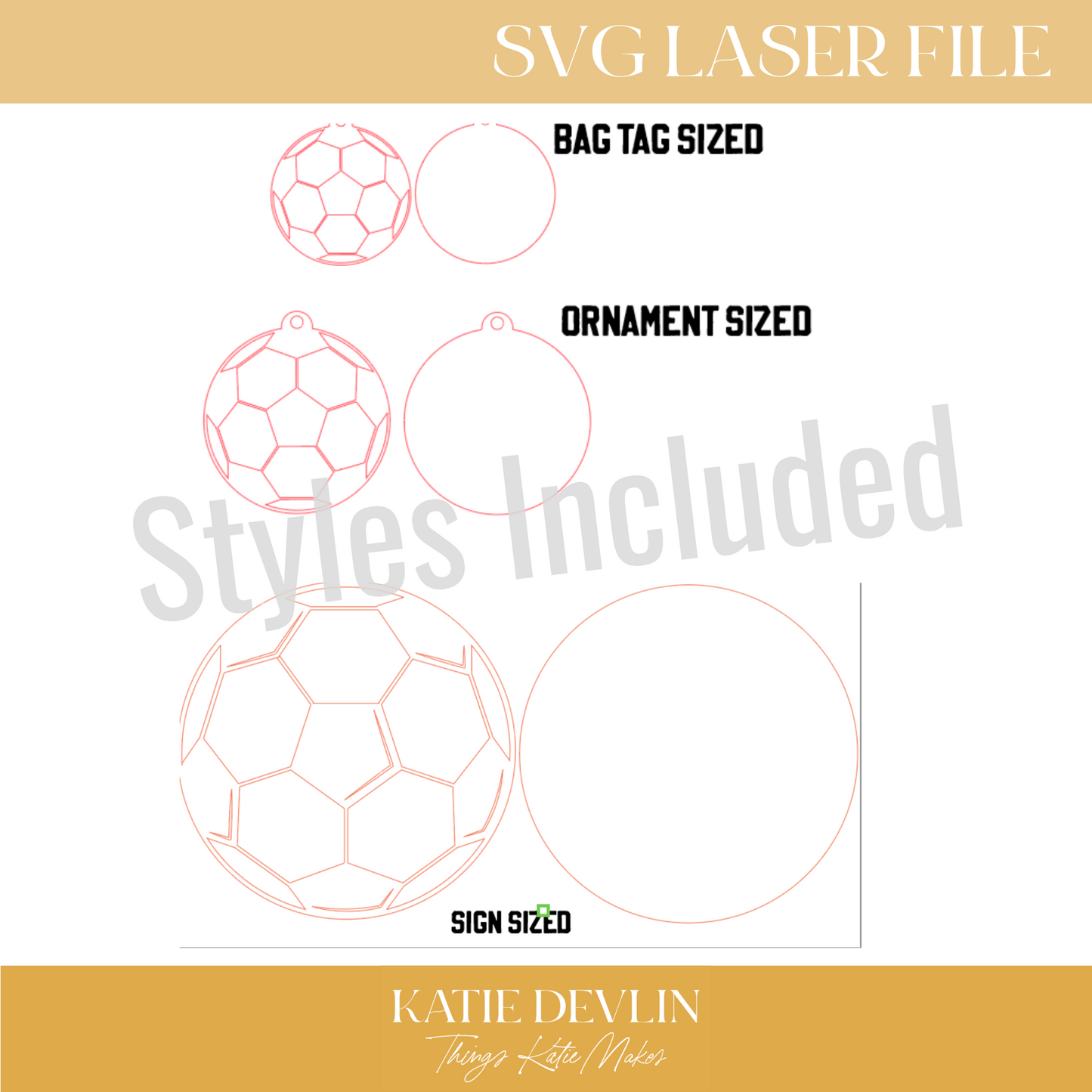 Soccer Keychain Laser Ready SVG - Keychain, Ornament and Sign Sized