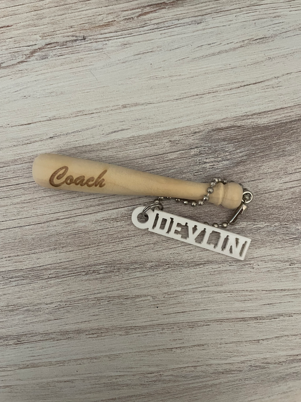 Personalized Mini Baseball Bat Keychain/Backpack Tag - Laser Engraved