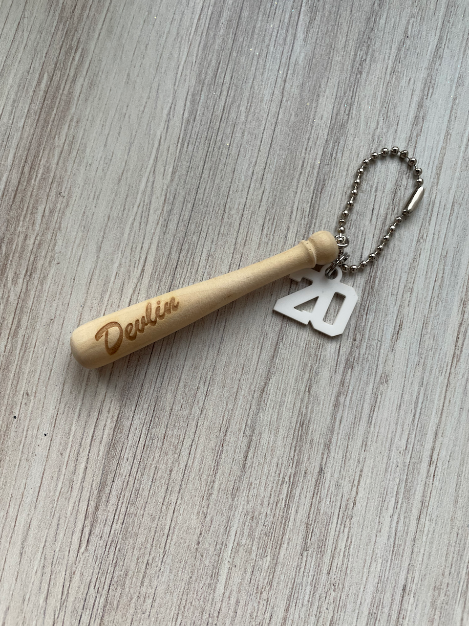 Personalized Mini Baseball Bat Keychain/Backpack Tag - Laser Engraved