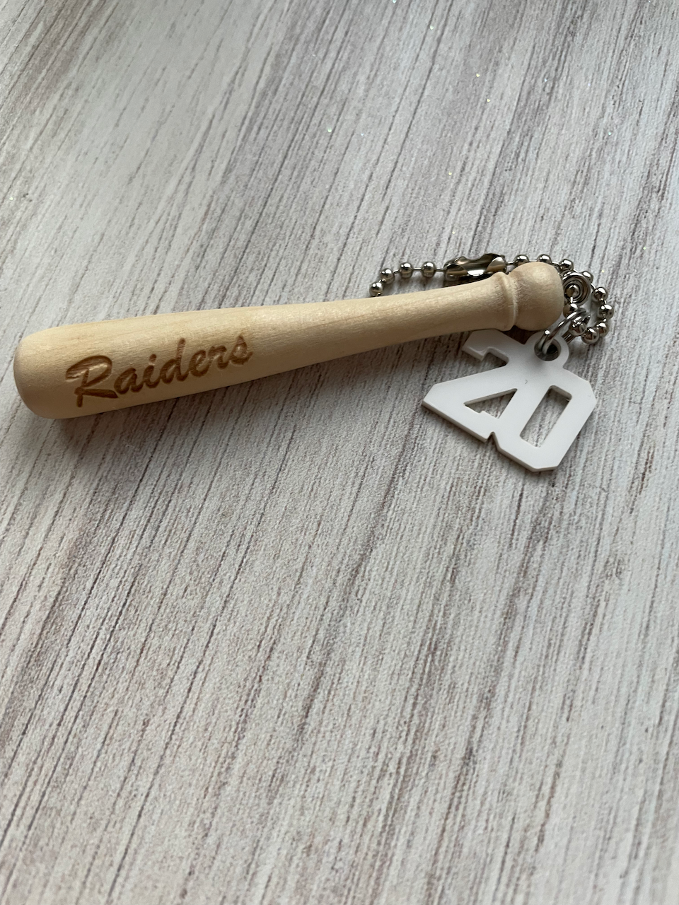 Personalized Mini Baseball Bat Keychain/Backpack Tag - Laser Engraved