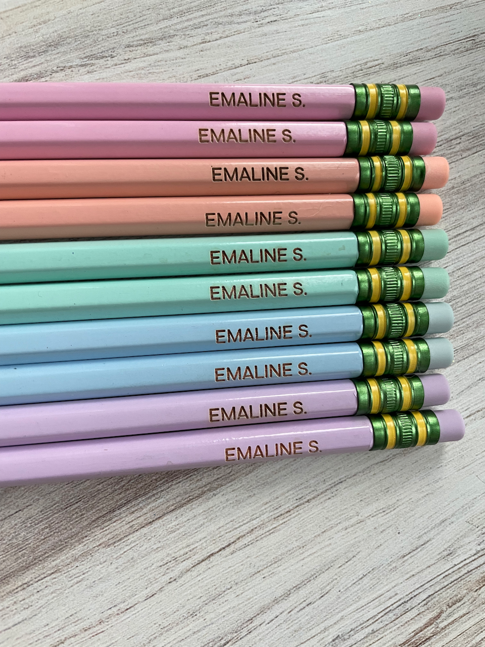 Personalized Pastel Ticonderoga Pencils - Laser Engraved