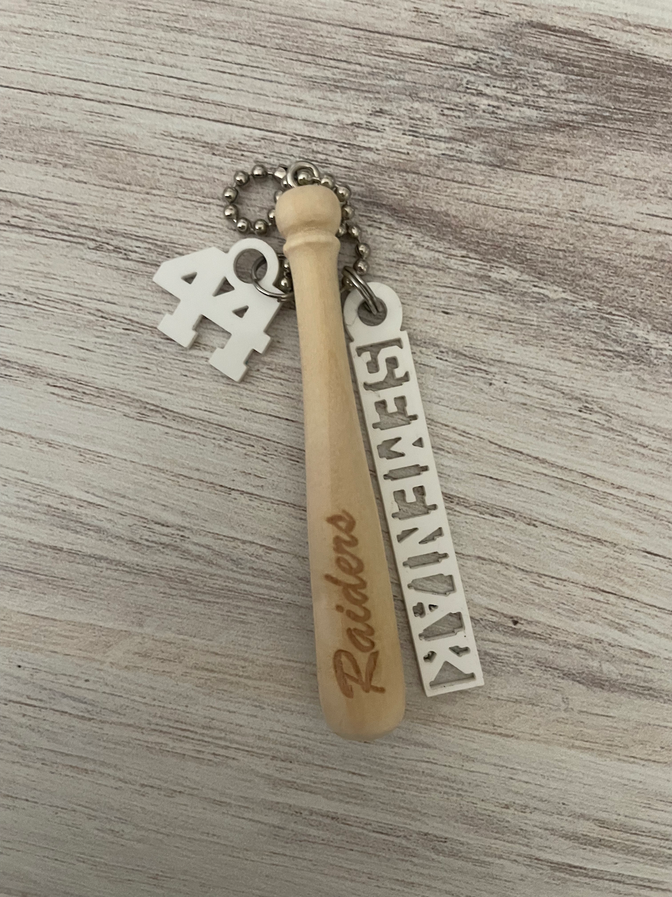 Personalized Mini Baseball Bat Keychain/Backpack Tag - Laser Engraved