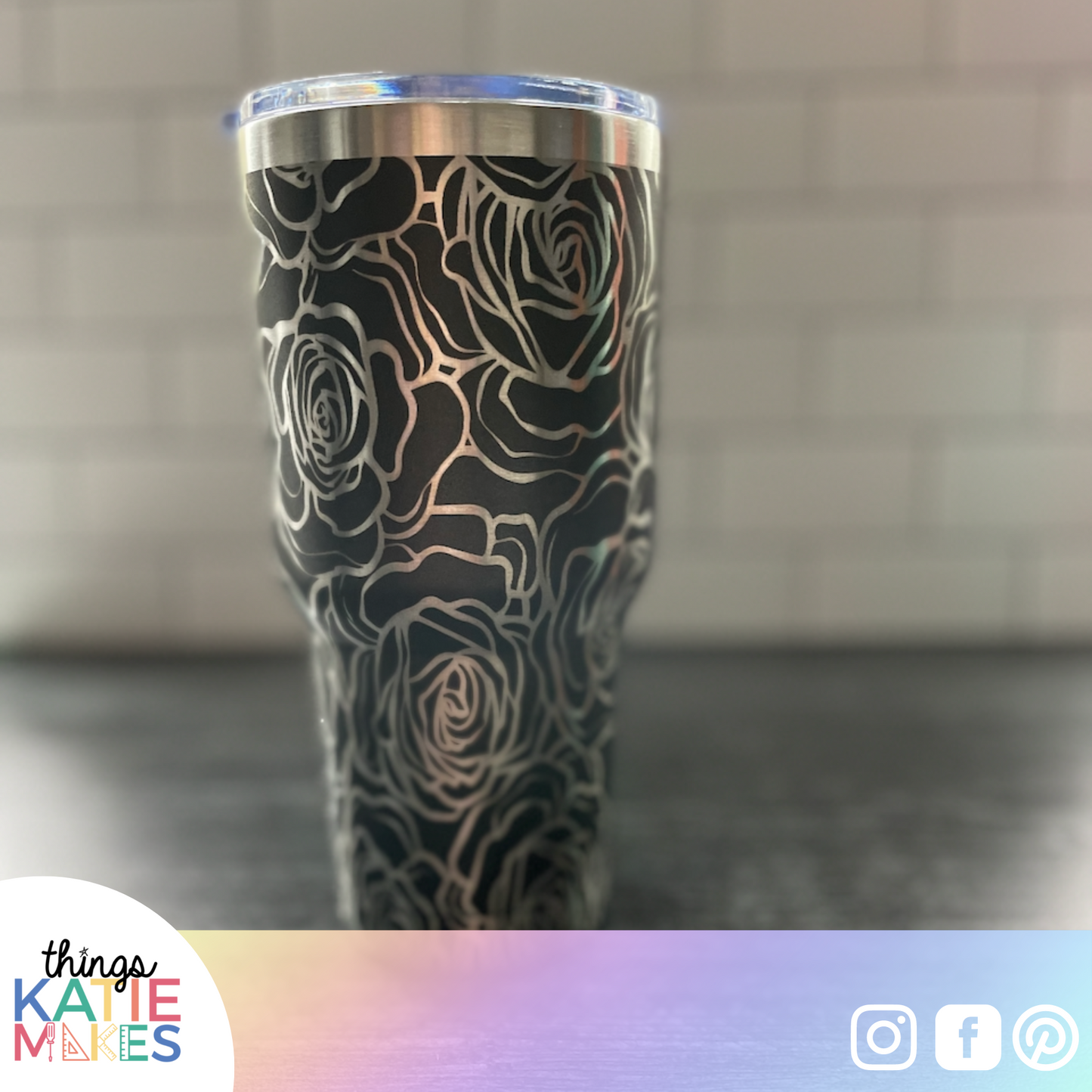 Hibiscus or Rose Engraved Full Wrap Tumbler