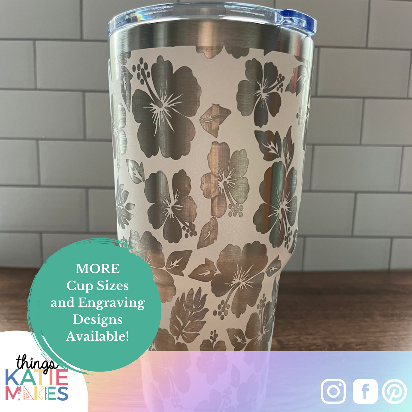 Hibiscus or Rose Engraved Full Wrap Tumbler