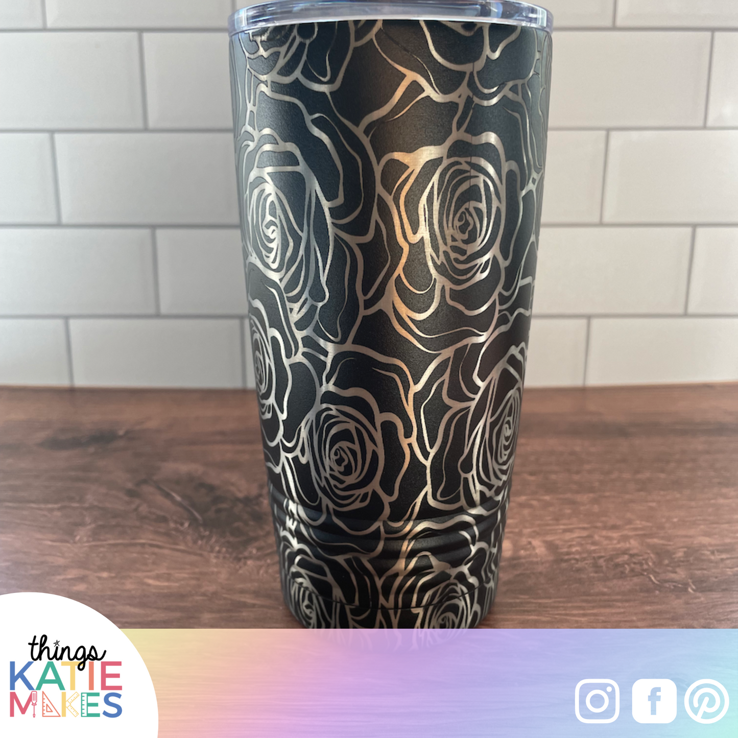 Hibiscus or Rose Engraved Full Wrap Tumbler