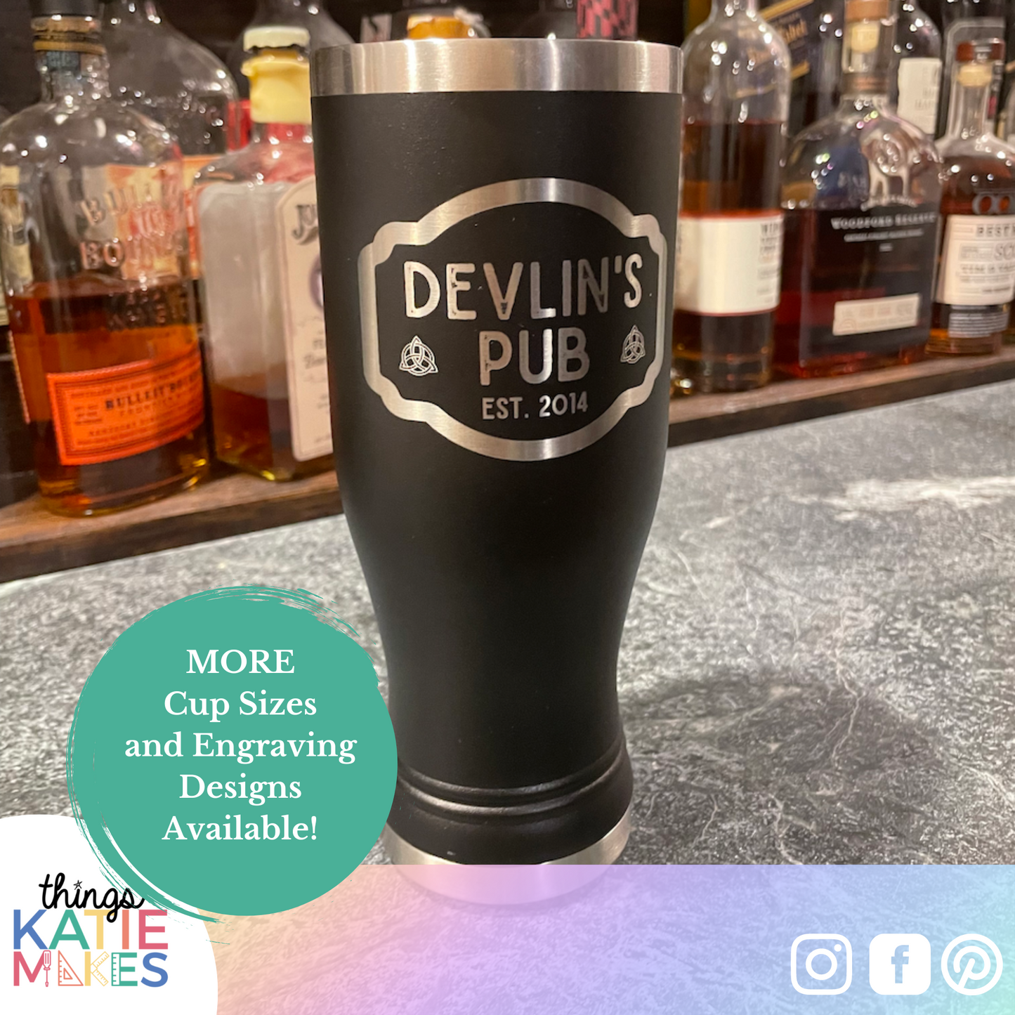 Engraved 20oz Pilsner Powder Coated Cup - Brand your Home Bar