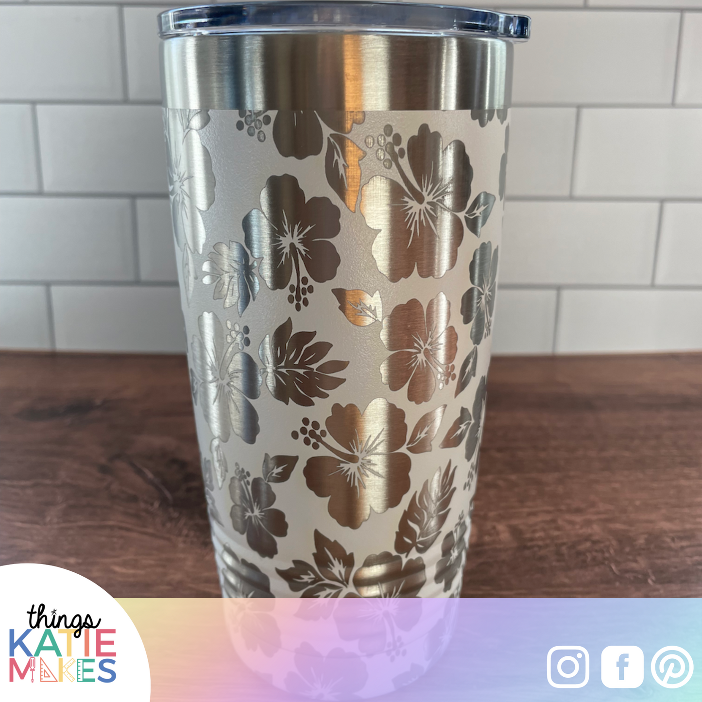 Hibiscus or Rose Engraved Full Wrap Tumbler