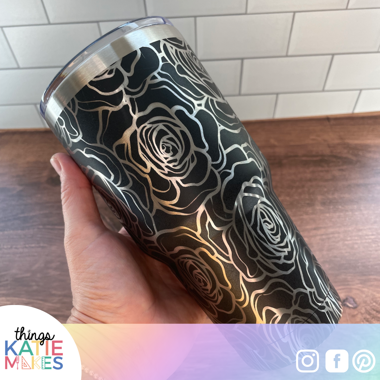 Hibiscus or Rose Engraved Full Wrap Tumbler