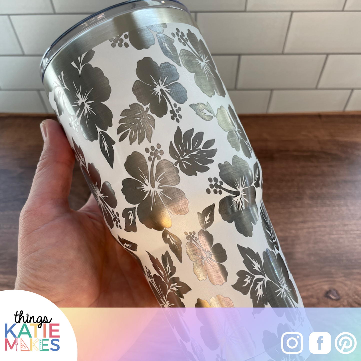 Hibiscus or Rose Engraved Full Wrap Tumbler