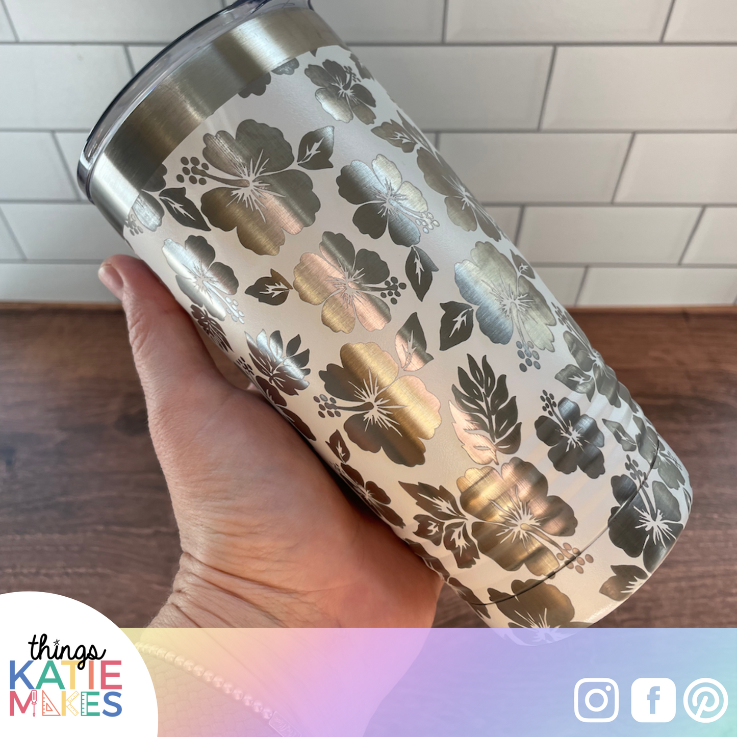 Hibiscus or Rose Engraved Full Wrap Tumbler