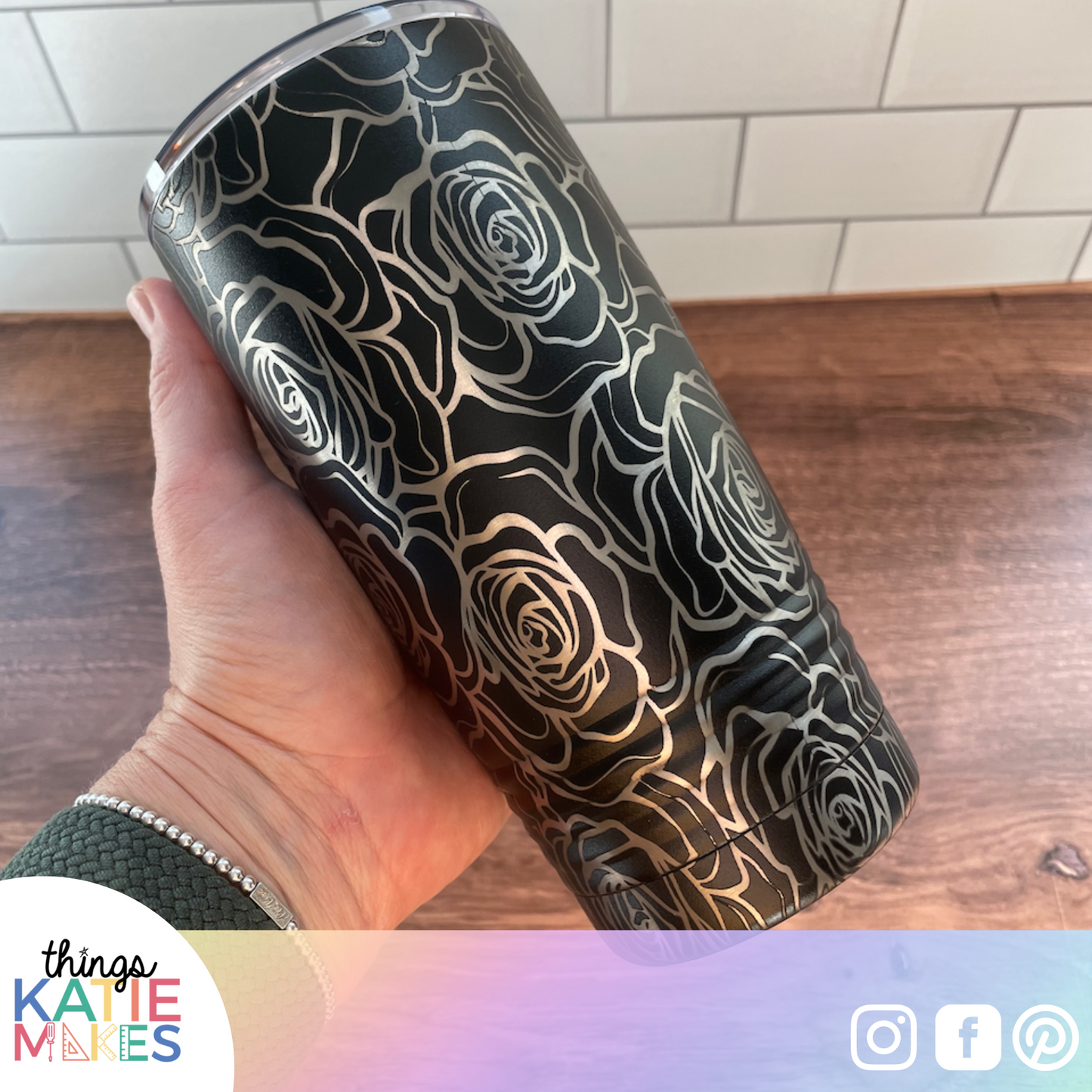 Hibiscus or Rose Engraved Full Wrap Tumbler