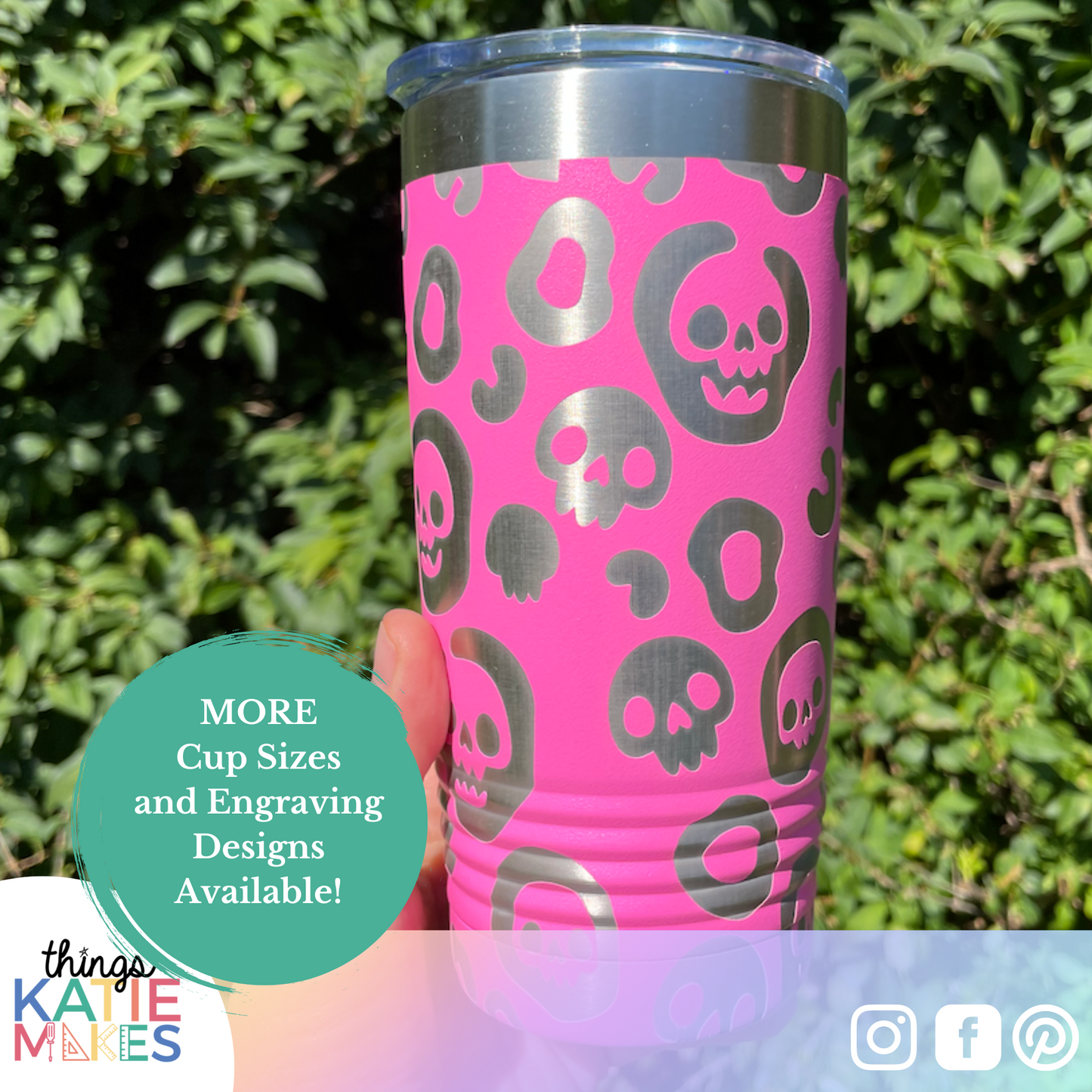 Laser Engraved Leopard Skull 360 wrap 20oz Tumbler