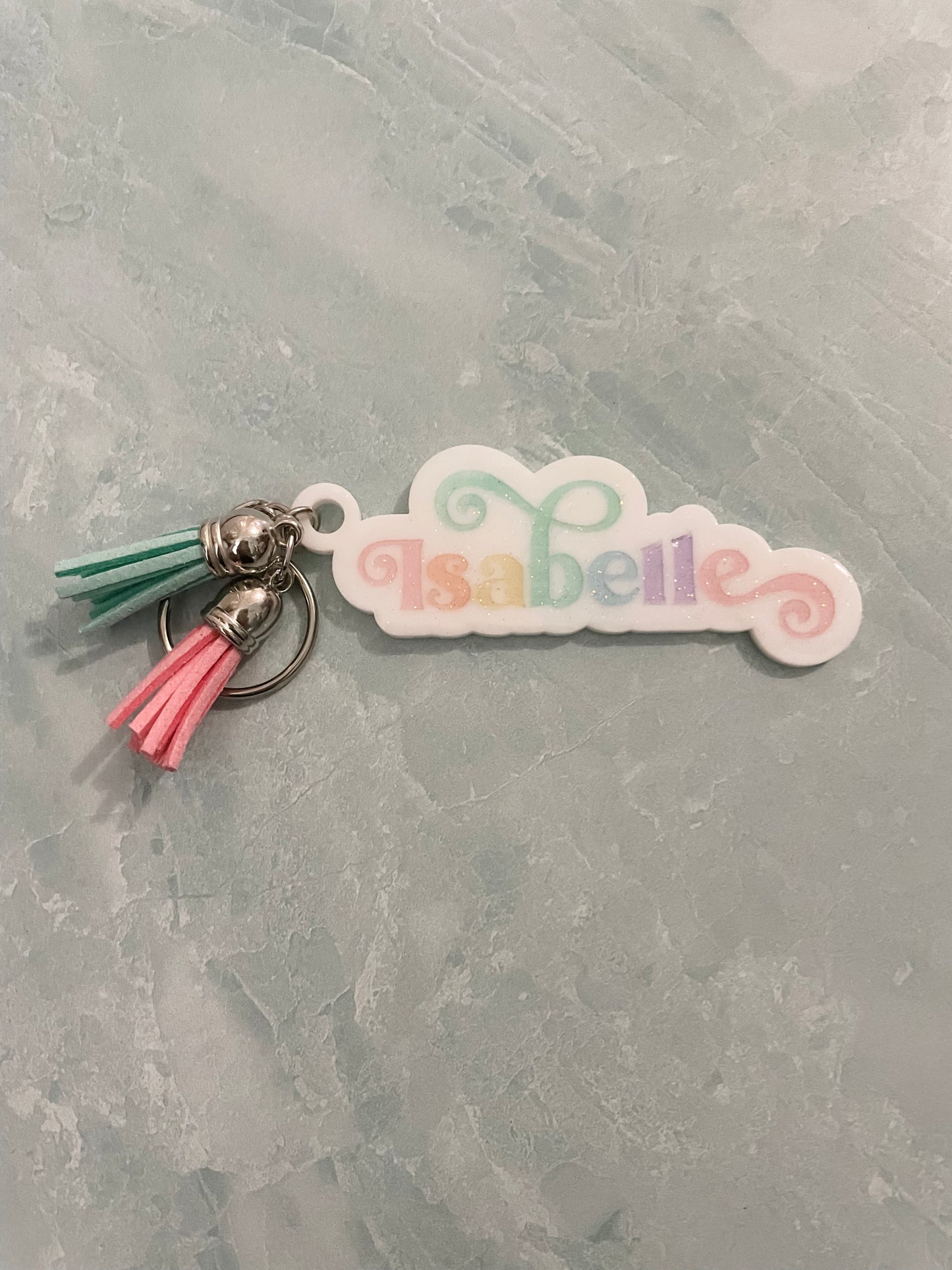 Pastel Rainbow Personalized Keychains