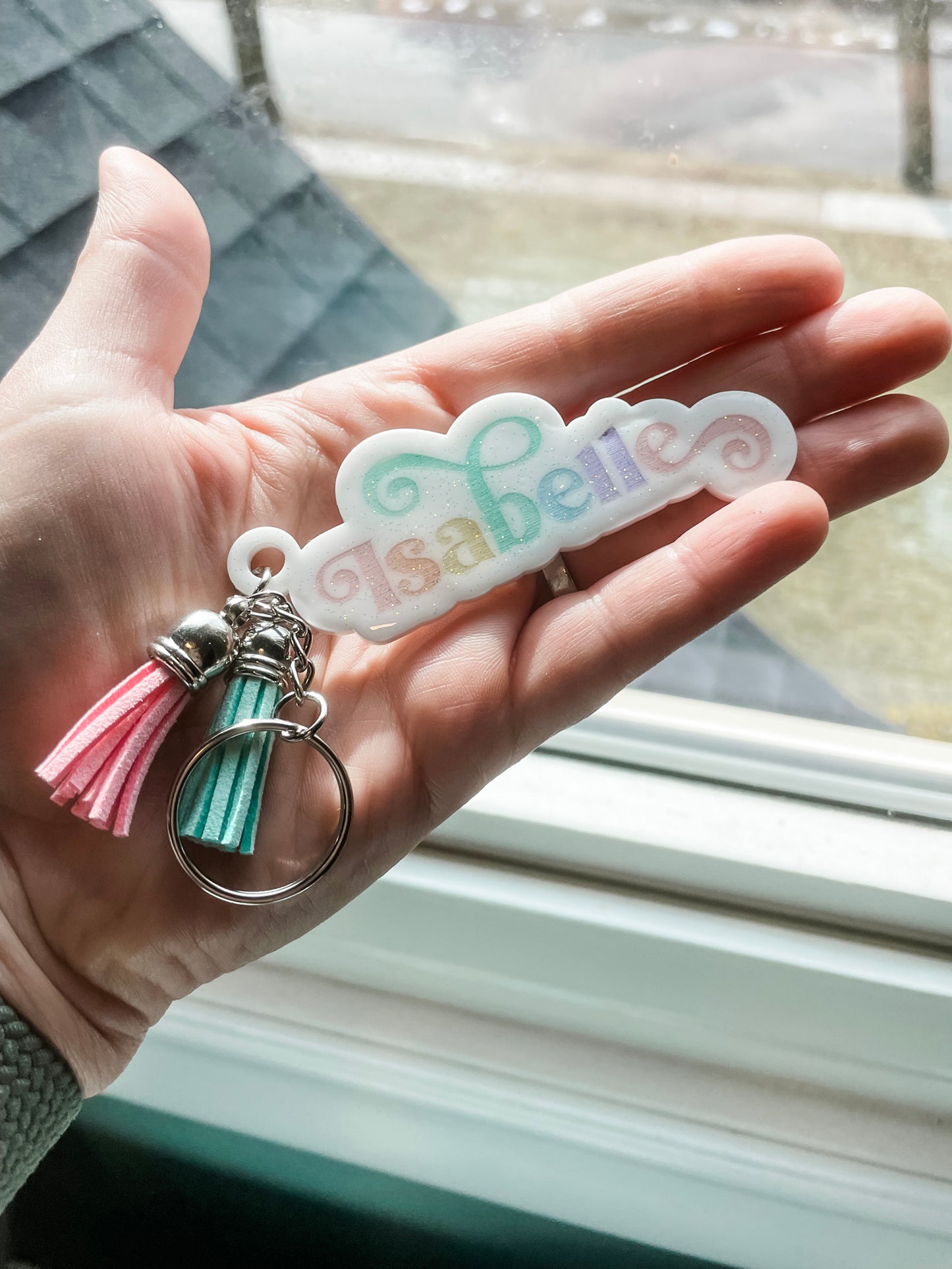 Pastel Rainbow Personalized Keychains